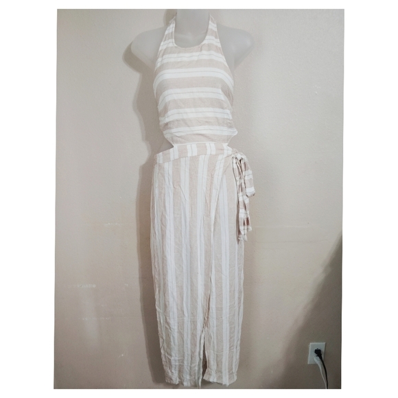 Free People Striped Halter Wrap Maxi Dress Size Small - Picture 2 of 10